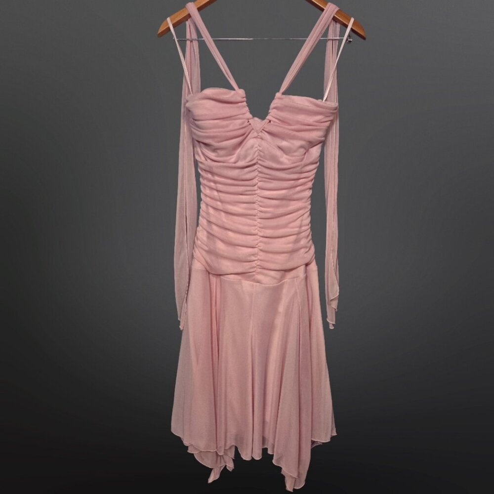 le chateau Pink Ruched Chiffon Prom Dress